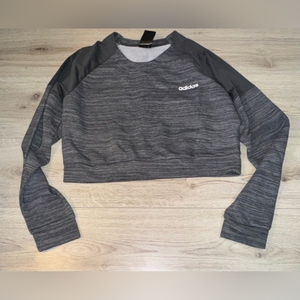 Adidas Women's Gray grey Cropped Crewneck sweatshirt